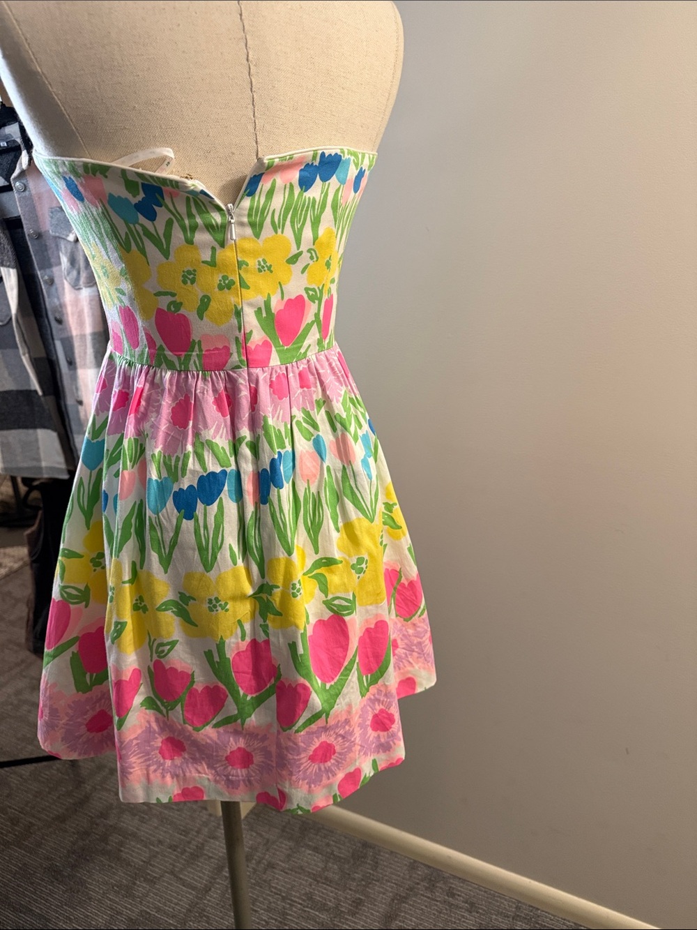 Lilly Pulitzer Strapless Floral Sundress in Pink, Yellow & Blue - Picture 5 of 11